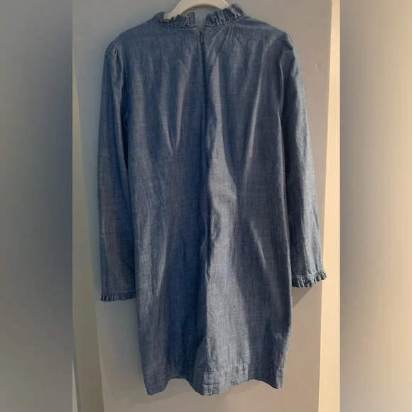 J. Crew Blue Denim Long Sleeve Dress SZ 4 - Picture 5 of 9